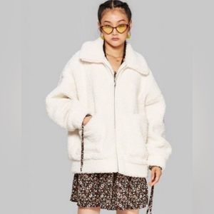 Wild Fable Faux Sherpa Teddy Jacket Coat Patch Pockets